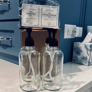 Glass pump bottles for bathroom/bedroom/kitchen - (6)